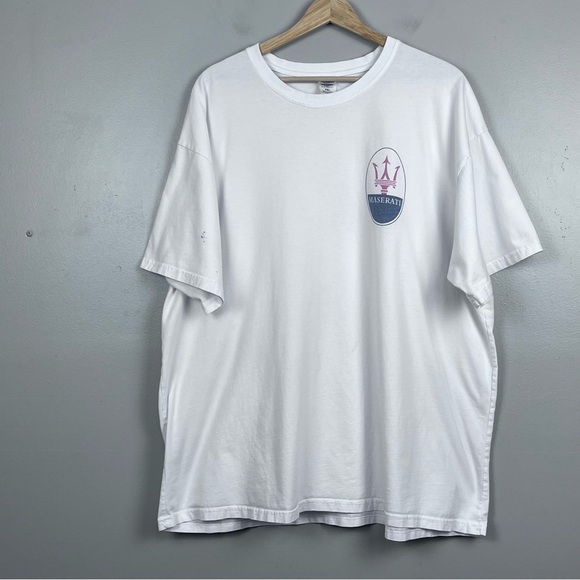 Maserati Men's 100% Cotton Double Sided Graphic Print Tee Size 2XL; Luxury Cars